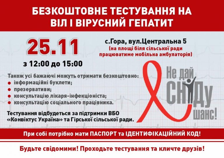 Пройди безкоштовне тестування на ВІЛ і вірусний гепатит