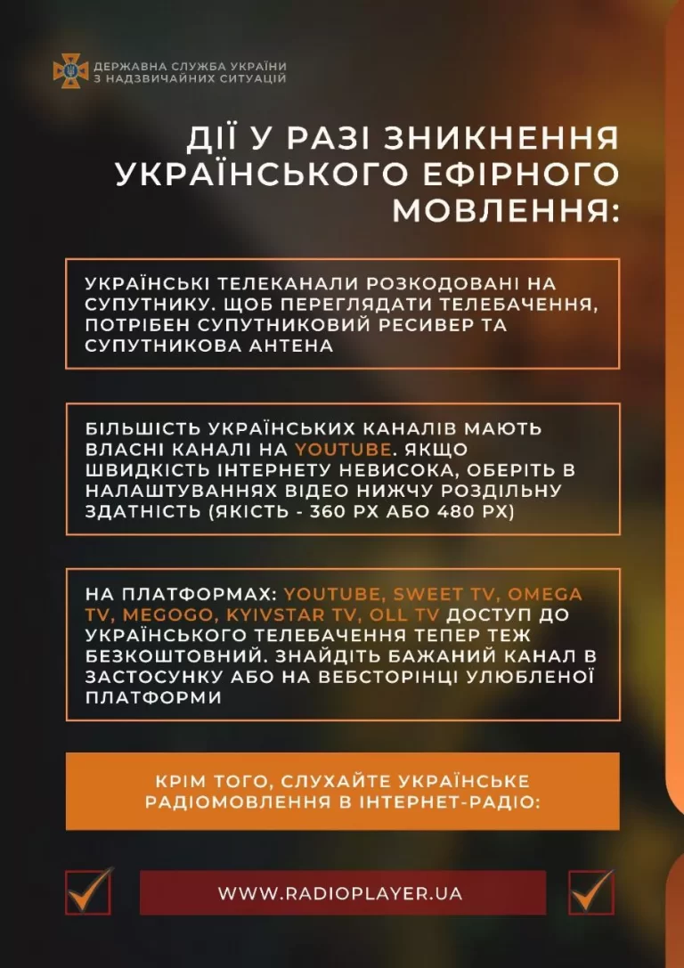 Дії у разі зникнення Українського ефірного мовлення