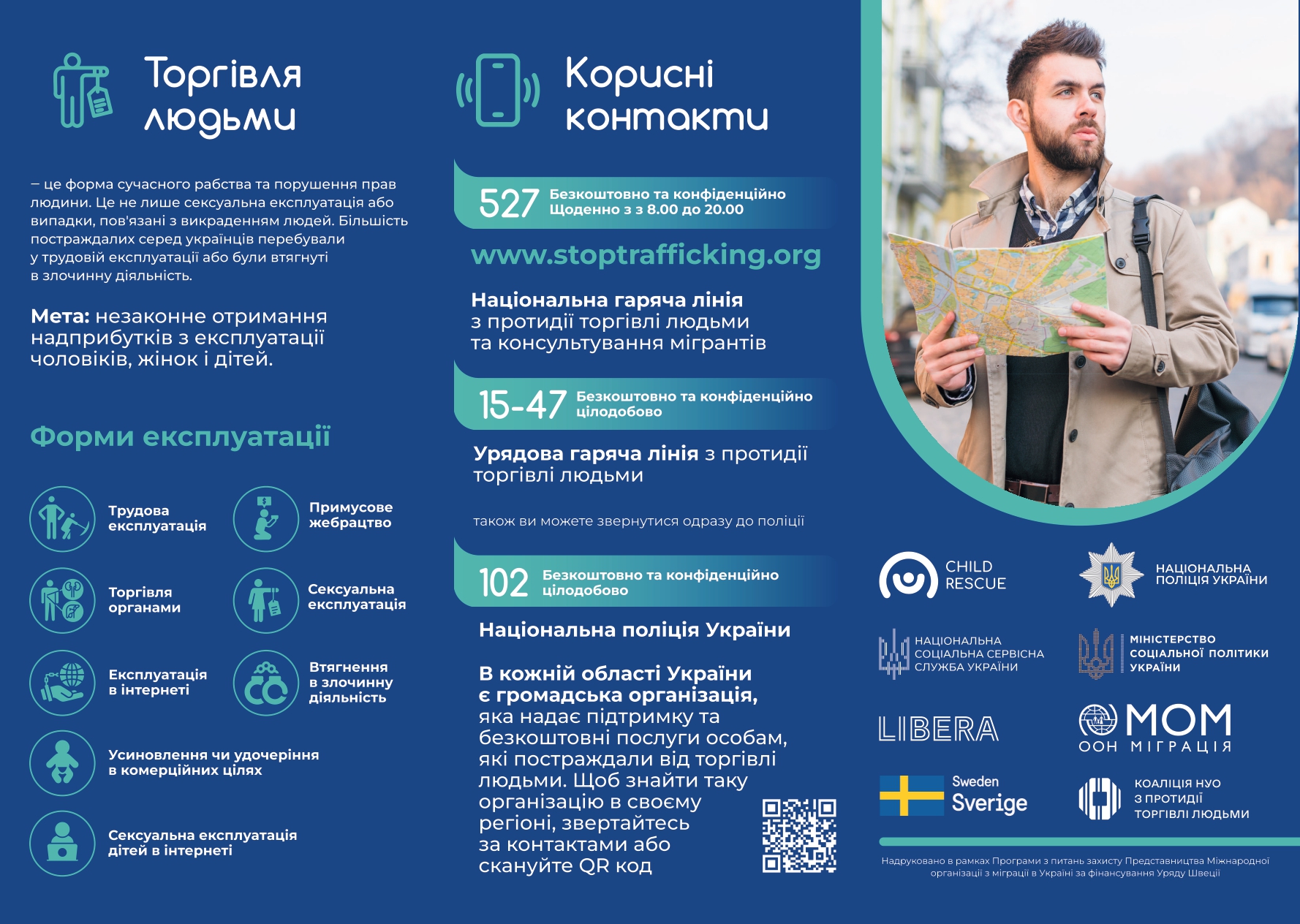 Інформація щодо протидії торгівлі людьми: куди звертатися та яку допомогу можна отримати