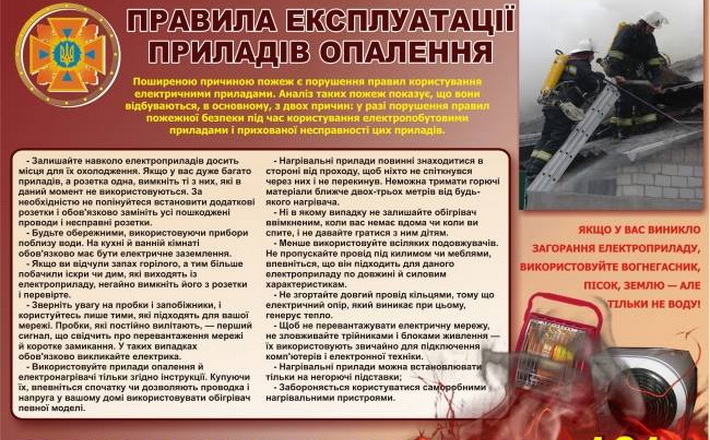 НАГАДУВАННЯ ЩОДО ПРАВИЛ ПОЖЕЖНОЇ БЕЗПЕКИ В ПОБУТІ