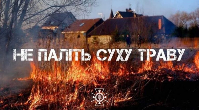 В Україні суворо заборонено спалювання сухої трави, листя та залишків рослинності.
