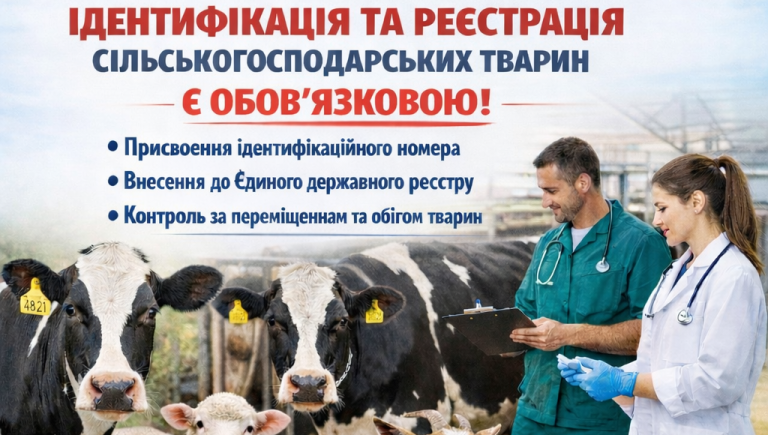 УВАГА!  Ідентифікація та реєстрація тварин.