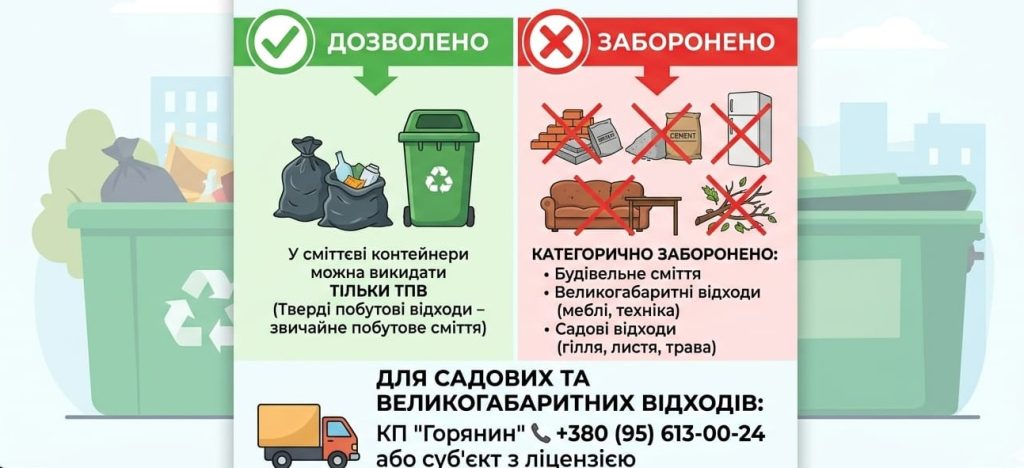 ІНФОРМАЦІЯ ЩОДО ВИВОЗУ СМІТТЯ