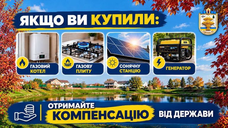 Компенсація за генератори, котли, газові плити та СЕС: на Київщині діє програма підтримки енергонезалежності