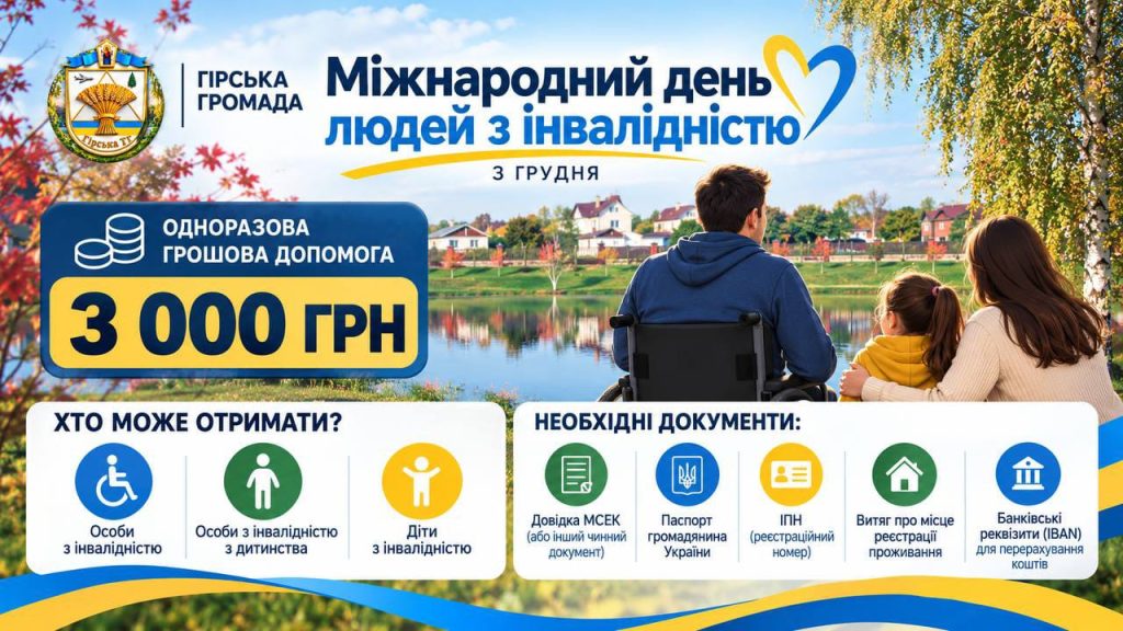 Одноразова грошова допомога до Міжнародного дня людей з інвалідністю: як мешканцям громади отримати виплату